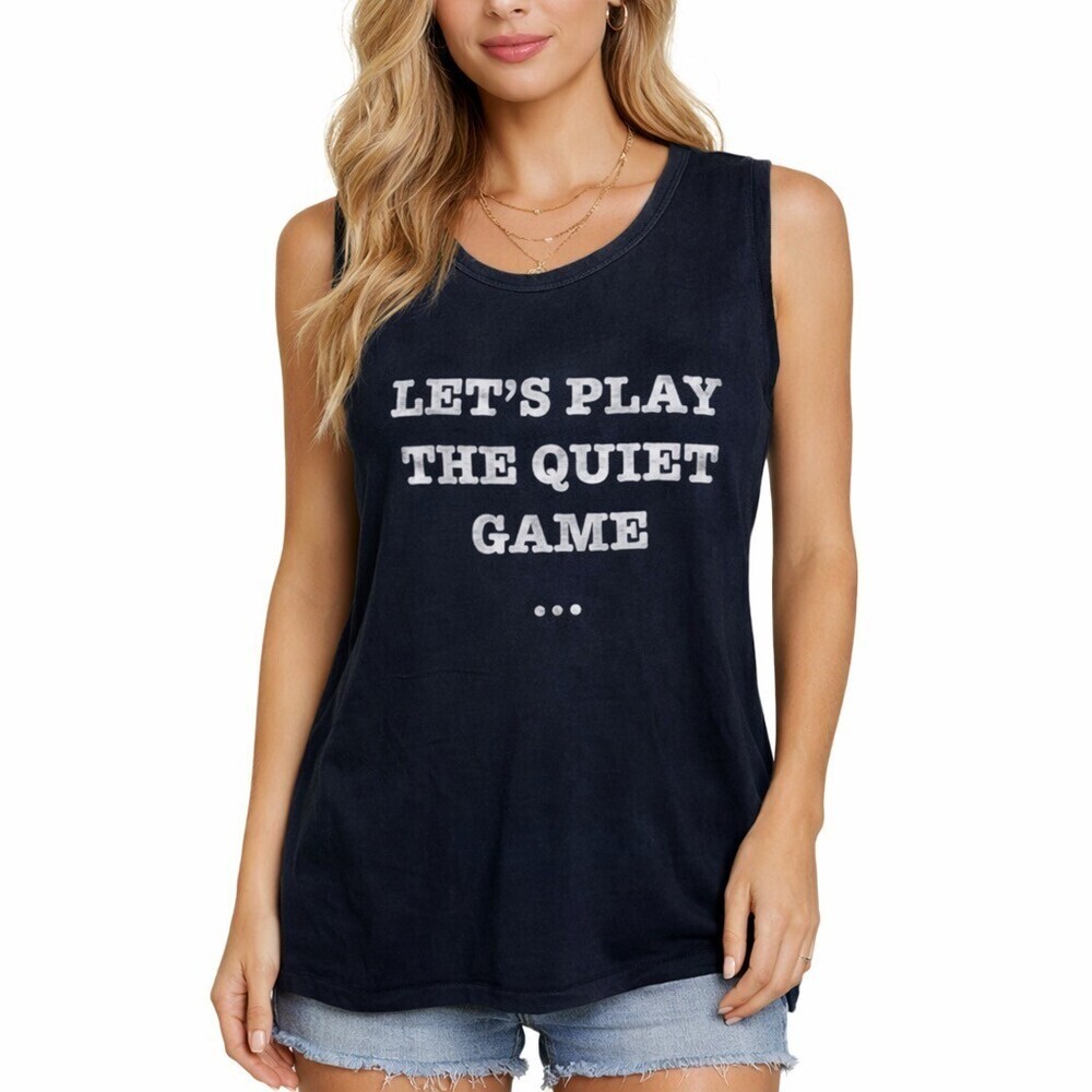 Let's play the quiet game black muscle tee size Medium Tyler Jacobs feel piece